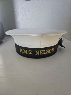 Vintage British Royal Navy Sailor Tally Cap Hat HMS Nelson Square Rig