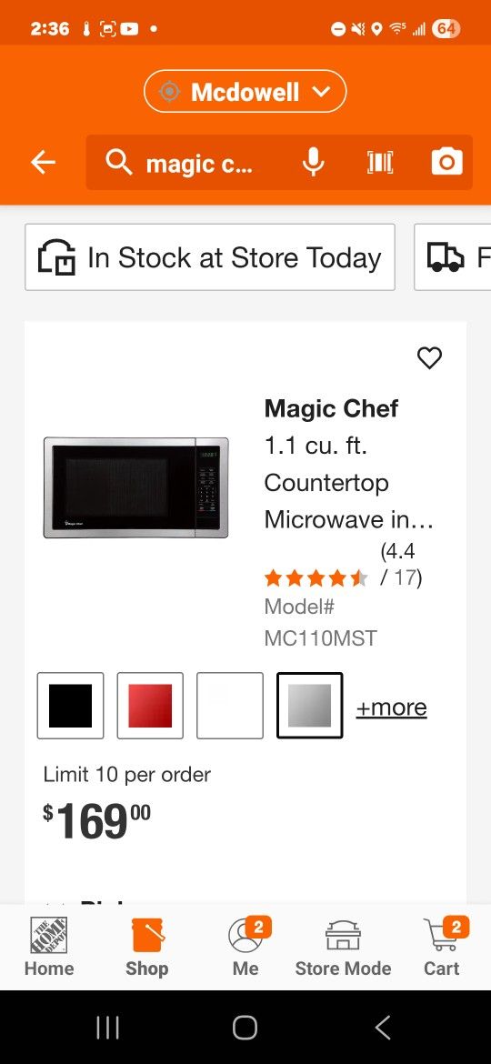 MAGIC CHEF CONTER TOP MICROWAVE