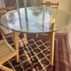 Crate And Barrel Round Glass  Dining Table