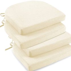 Downluxe Indoor Chair Cushions For Dining Chairs, Soft And Comfortable Textured Memory Foam Kitchen Chair Pads With Ties And Non-Slip Backing, 16" X 1