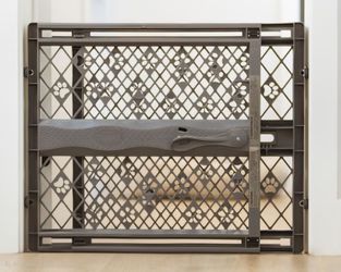 MYPET Paws Portable Pet Gate: 26-40" Wide Expandable, Pressure Mounted No Tools Needed, Durable Dog Gate for Doorways, Made in USA, 23" Tall, Fieldsto