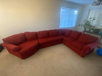 Large Red Fabric Sectional Sofa