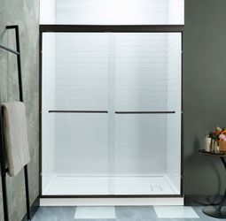 COVZ-4872-MBL, Double Sliding Shower Door 44-48" Width × 72 "Height with 5/16"(8mm) Clear Tempered Glass in Matte Black Finish