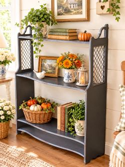 Vintage Four Tiers Country Cottage Scalloped Wall Shelf Intricate Side Panels