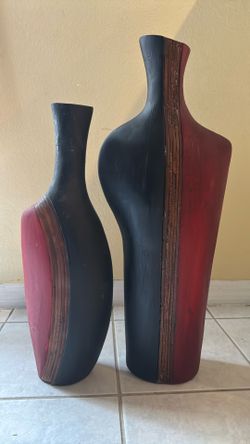 Decoration Vase / Decorative Red Black Rattan