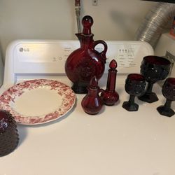 Vintage Glassware, Avon, Cape Cod Rub, Red And Miscellaneous