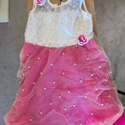 Girls' Sparkly Heart Dress with Pink Flowers