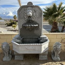 New Fountain With 2 Lions All Made Out Of Cement Perfect Gift 🎁 