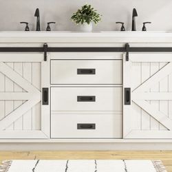 Chimira 60" Farmhouse Double Sink Bathroom Vanity with 2 Drawers & Doors,White