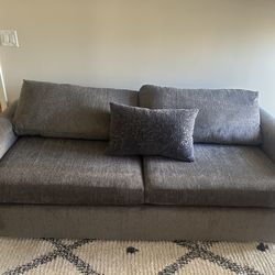 Basil Grey Brown Fabric 85" Queen Memory Foam Sleeper Sofa Bed | Track Arms