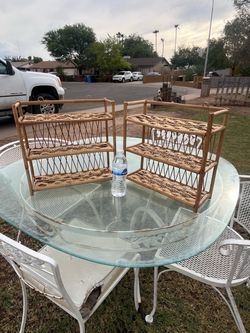 Vintage wicker shelves