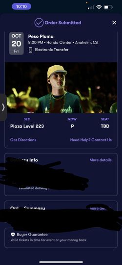 SINGLE TICKET PESO PLUMA TICKET 10/20 FRIDAY TICKET