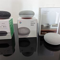 2 Google Nest Audio Speakers, 1 Google Nest Mini Speaker And 2 Google Home Mini Speakers