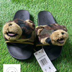 Jeremy Scott x Adidas Black and Brown Teddy Bear Slide 
