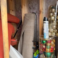 These item are flower pots,outdoor carpet,gazebo cover,deck plant holders ,stain sprayer,water sprinkler