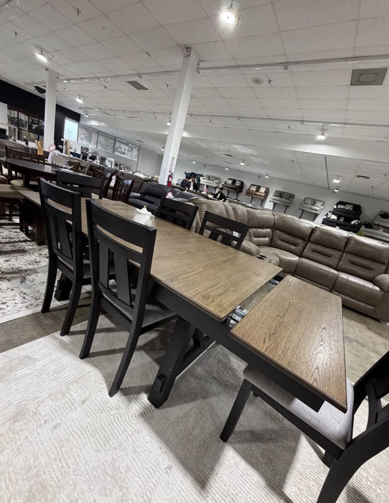 Black 7pc Dining Set + Ext Table