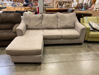 Grey Tan Fabric Sectional Sofa
