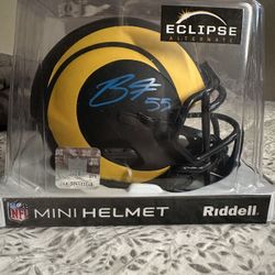 Braden Fiske Signed Los Angeles Rams Mini Helmet (JSA) Authenticated 