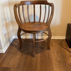 Vintage Oak Barrel Spindle Back Chair