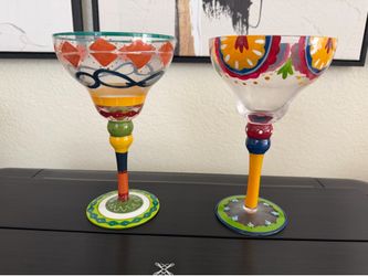 2 Festive Margarita Glasses