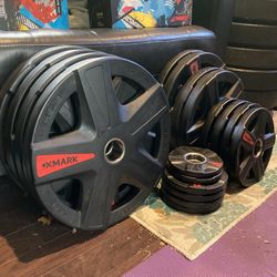 365 Lb Xmark Brand Olympic Rubber Encased Steel Weight Plates