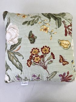 Waverly Floral and Butterfly Pillow, Light Green Background