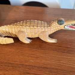 Hand Carved Wooden Alligator 
