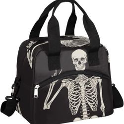 New LARGE Lunch Bag Skeleton, Insulated, Waterproof Tote Bag with Adjustable Shoulder Strap