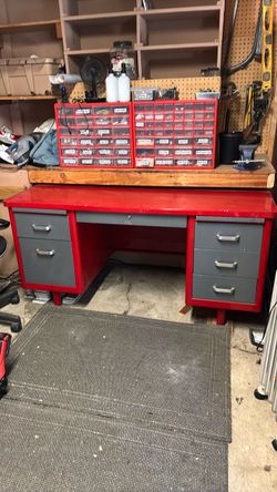 5’x30”x28” Red Vintage Desk - Tanker Red Desk - McDowell & Craig