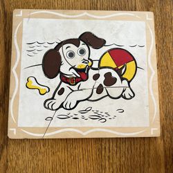 Vintage Wood Puzzle - Puppy Dog Puzzle ~ 1960s