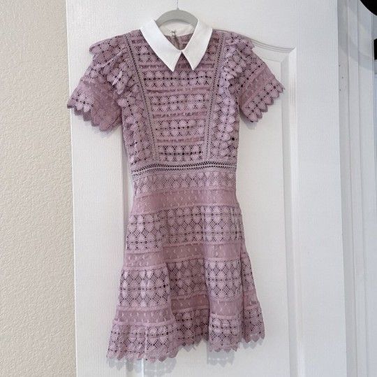 knee length dresses for ladies White Floral Lace Mini Dress – self-portrait main image 1