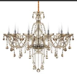 Ridgeyard 25.6 X 35.4 Inch Modern Luxurious 10 Lights K9 Crystal Chandelier Candle Pendant .