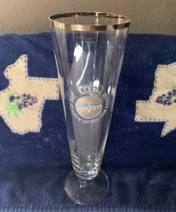 German Beer Drinking Glass With Gold Rim
