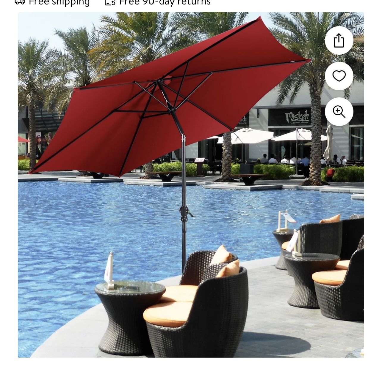 9FT Patio Umbrella Patio Market Steel Tilt W/ Crank Outdoor Yard Garden Burgundy