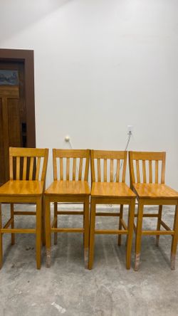 Wooden Bar Chairs - 4 set