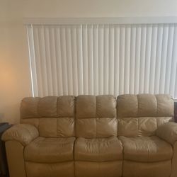Recliner  Leather Couch Sets (Tan)