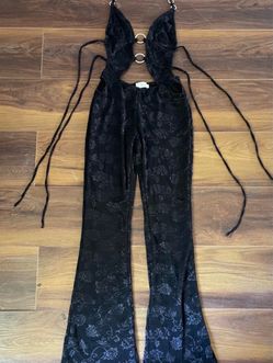 Black Floral Jumpsuit with Ring Detail