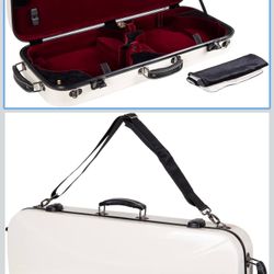 Crossrock Fiberglass Double Violin Case fits Two 4/4 Full-Size Violins