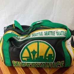 VTG 80s SEATTLE SUPERSONICS NBA Player Issue Bag Leather Duffle Bag Basketball
