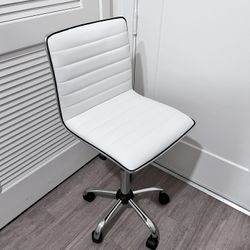 Brand New Low Back Ribbed Armless Swivel White Desk Chair 