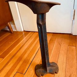 Antique Blue Cast Iron Cobblers Shoe Form Stand Farmhouse Primitive Home Decor