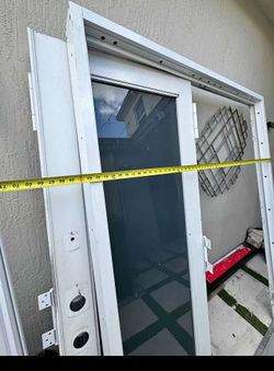 White Door Frame with Glass Insert – Approx. 19-Inch Width