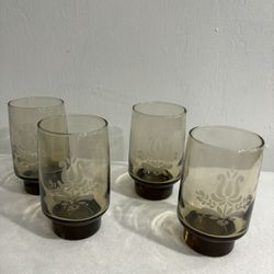 Set Of Four Vintage Mcm Pfaltzgraff Juice Glasses 