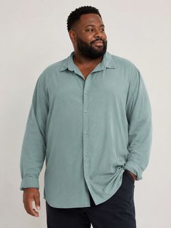 Men's plus size Relaxed Button-Up Shirt in Sage Green size 4XL