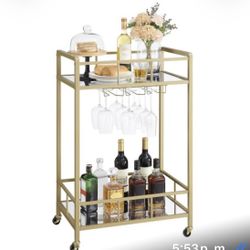 Rolling Bar Cart with mirror