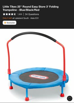Little Tikes 25" Round Easy Store 3' Folding Trampoline - Blue/Black/Red