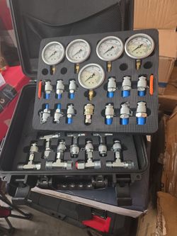Kit de prueba de presión hidráulica con 5 indicadores, 13 acoplamientos de prueba, 14 conectores en T, 5 mangueras de prueba para maquinaria de constr