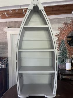 Chalk Grey Painted Boat W 4 Shelves