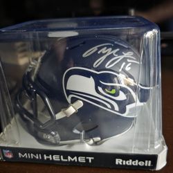 Signed Tyler Lockett Mini Helmet Seahawks
