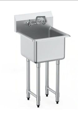 Vevor Stainless Steel Prep and Utility Sink, 1 Compartment Free Standing Small Sink Include Faucet and legs